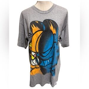 VINTAGE 90s Garfield Gray Graphic T-Shirt with Cartoon Garfield Comic Character